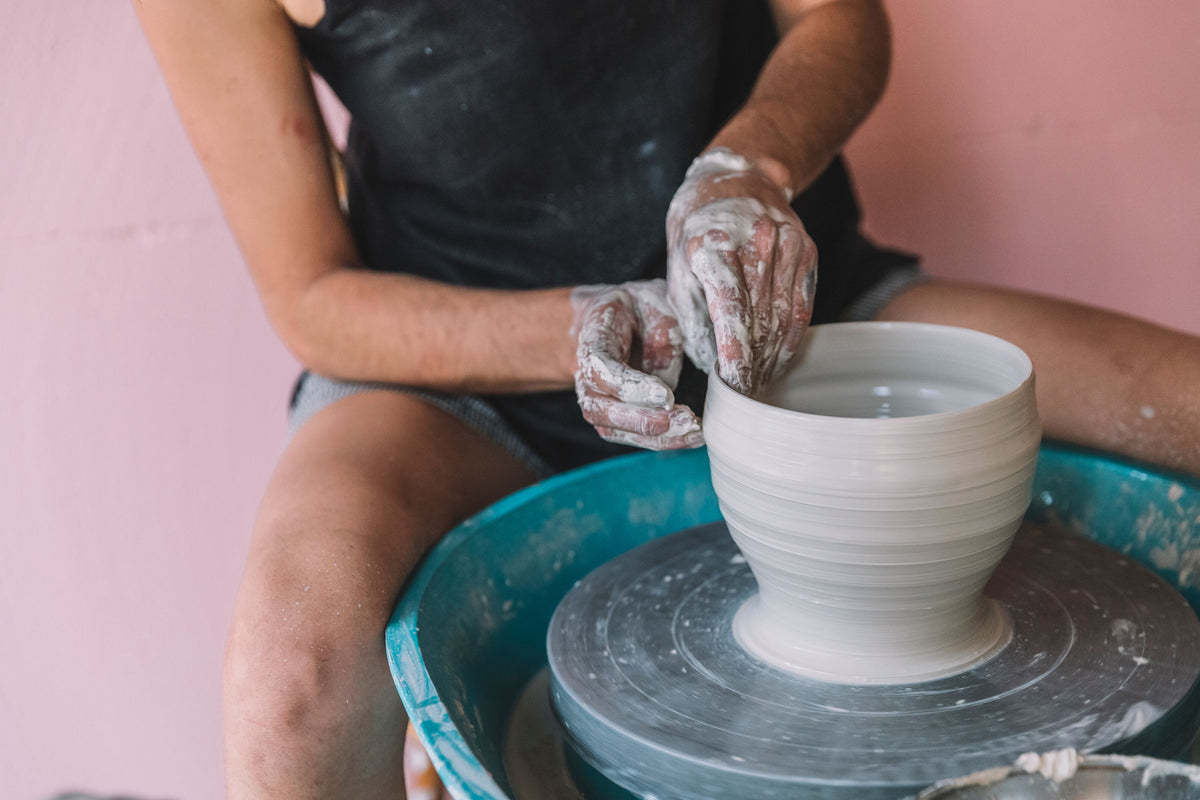 large clay bowl on the pottery wheel at the pottery studio sunshine coast nambour advanced course