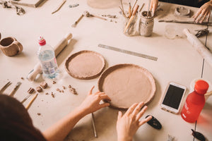 pottery plates being made in handbuilding course beginner the pottery studio sunshine coast clay. 